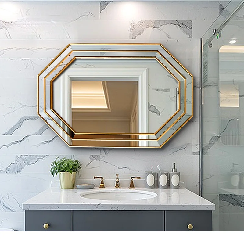 

European-Style Bathroom Mirror American Cosmetic Mirror Bathroom Wall-Mounted Antifog Glasses Bathroom Wall Hanging Mirror