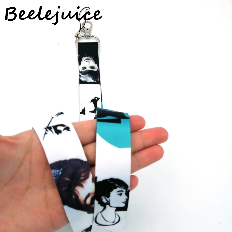 24pcs Audrey Hepburn Neck Lanyard keychain Mobile Phone Strap ID Badge Holder Rope Key Chain Keyrings cosplay Accessories Gift