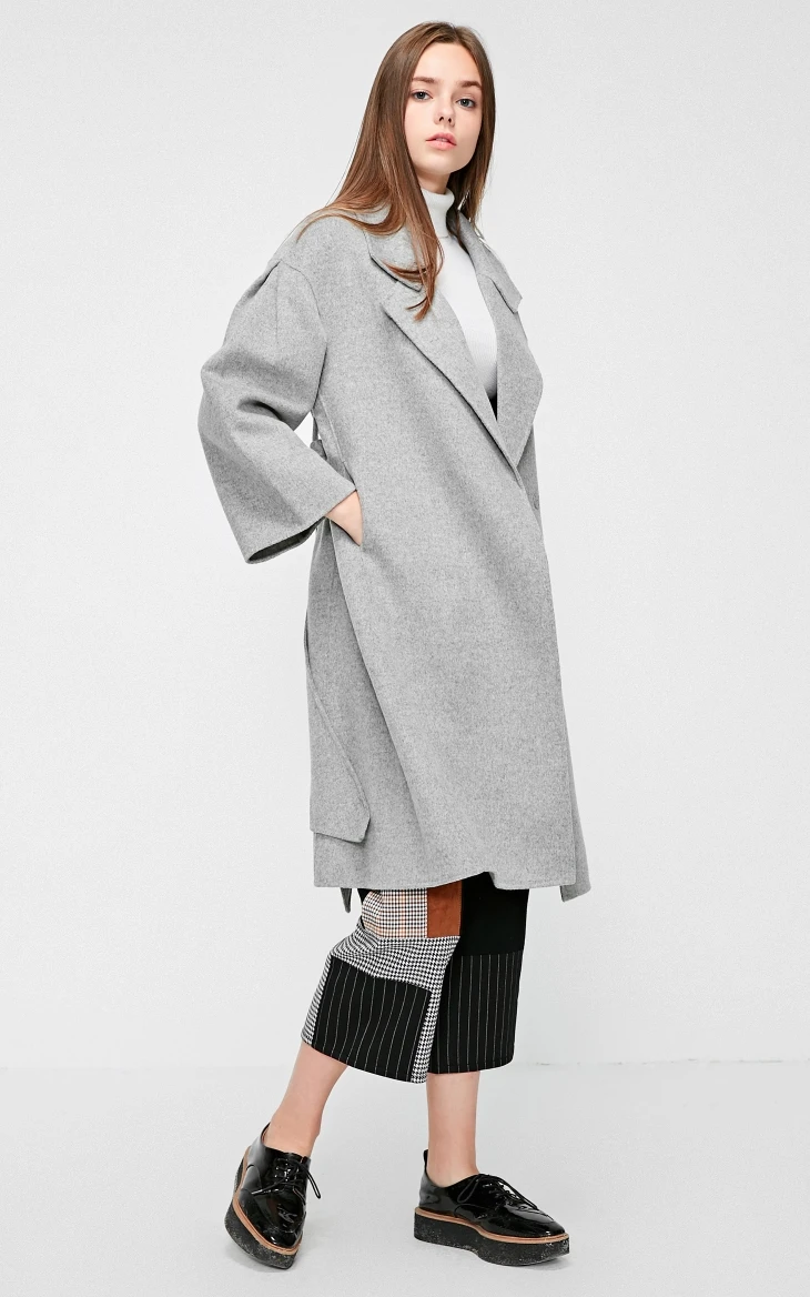 Vero Moda осень зима Drop-shoulder женщин поясом шерстяное пальто Верхняя одежда | 318327563
