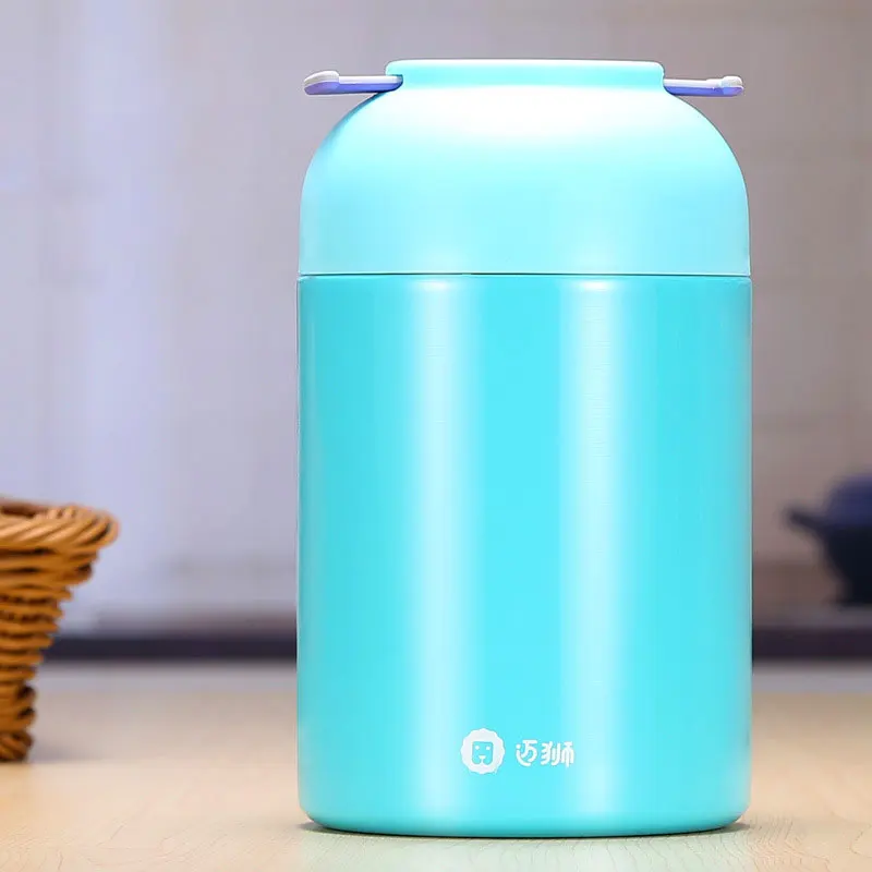 blue Термос для еды Термос для еды из нержавеющей стали, 1000 мл, большая емкость, изолированная коробка для ланча, кофе, воды, супа, каши, вакуумная Термокружка - Цвет: blue