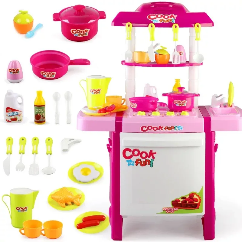 

Children Play House Kitchen Set with Music Light GIRL'S Cooking Tableware an Oven Toy-Cycle Water Extractor
