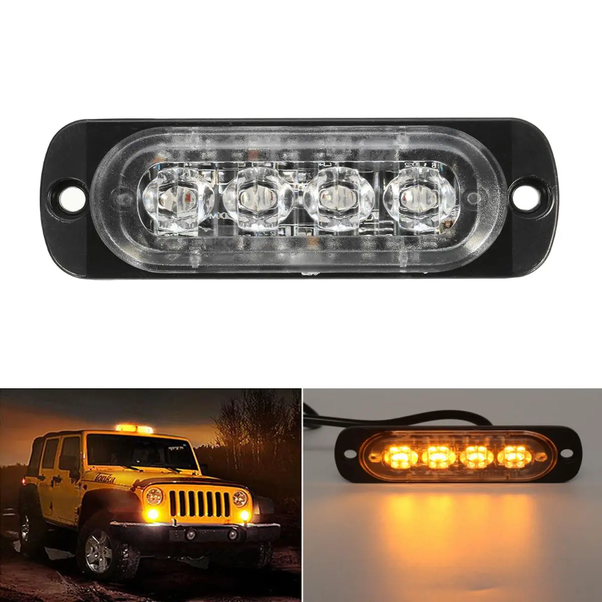 12V 4LED Строб Предупреждение световой Маяк мигающая подсветка для грузовых автомобилей, лампа мигалки Янтарный цвет: желтый, белый светофора