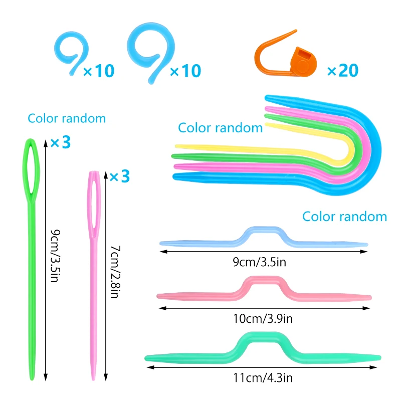 IMZAY 53 PCS Crochet Marker Kit With Big Eye Plastic Needles Stitch Marker Ring Crochet Clips U Shape Needles For Sewing Work