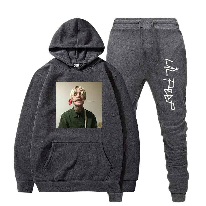 Новинка, Lil, толстовки с капюшоном, свитшот, для женщин, мужчин, Love Lil. Peep, для мужчин и женщин, Sudaderas, пуловер, комплект из 2 предметов, спортивный костюм для малышей - Цвет: gray4