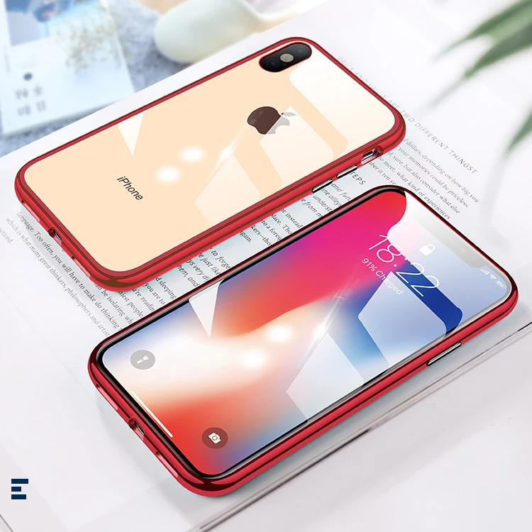 Red Магнитный адсорбционный чехол ярких цветов 360 на для iPhone 11 Pro MAX чехол из закаленного стекла для iPhone XS MAX XR X 7 8 Plus чехол на для айфон 11 Pro Max X XR XS MAX 7 8 плюс - Цвет: Red