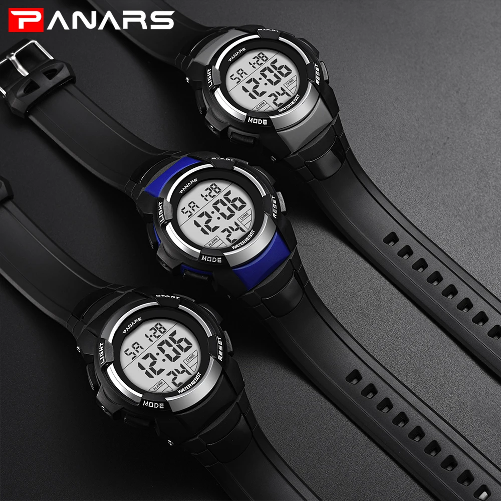 PANARS новые цифровые спортивные часы Ночное видение Экран модные наручные часы хронограф вниз таймер, часы-будильник Для мужчин Для женщин на открытом воздухе W