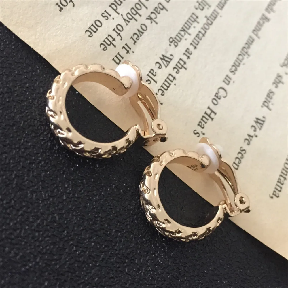 Clip Earrings Without Piercing Textured For Women Fashion Party Gift Jewelry