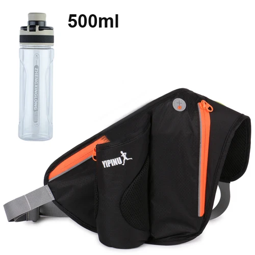 NEWBOLER, спортивные сумки для бега, 500 мл, бутылка для воды, поясная сумка для мужчин и женщин, поясная сумка, ремень для телефона, карман для кемпинга, походная сумка - Цвет: 500ml Bottle Black