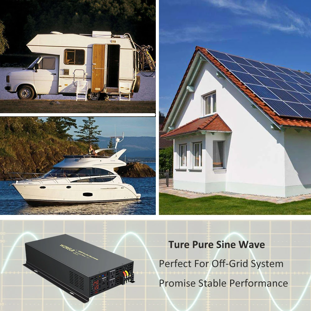 Description Picture 4 of itemPure Sine Wave Solar Inverter 4000W Car Power Inverter Transformer 12V/24V/48V/96V/110V DC to AC 120V/220V/240V Wired Controller