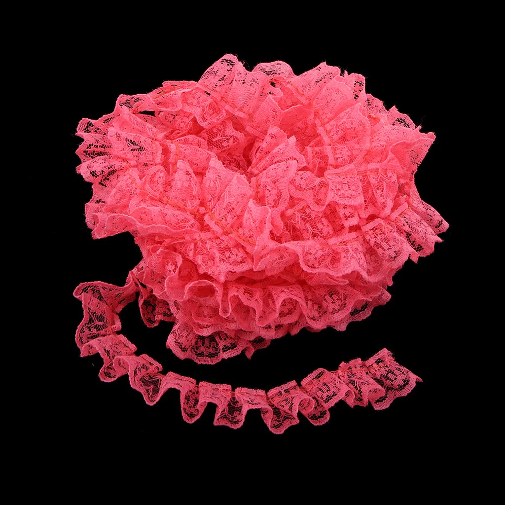5 Yards Various Colors Ribbon Floral Elastic Lace Trim Handcraft Accessories 2.2cm Width - 8 Colors Available