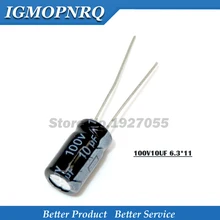 50 шт. 100V10UF 6X11 мм 6,3*11 10 мкФ 100V Алюминий электролитический конденсатор с алюминиевой крышкой, Новинка