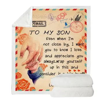 

Letter Design Blanket To My Son/Girlfriend Warm Cozy Letter Throw Blanket For Bed Sofa Couch Birthday Gifts