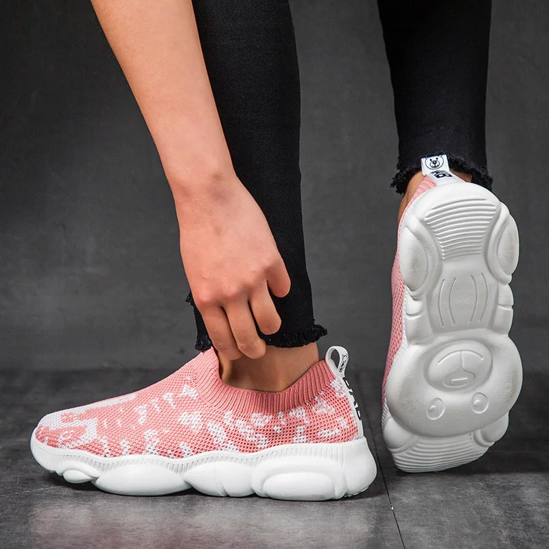 

Summer Flynit Casual Bear Shoes Lazy Small White Shoes Breathable Comfortable Soft Sports Shoes Women's Vulcanize Shoes