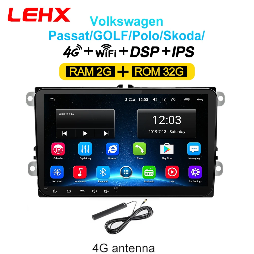 LE-VW-32G-4G LEHX 9 дюймов Автомобильный Android 8,1 автомобильный Радио gps авто радио 2 Din USB для VW Skoda Octavia golf 5 6 touran passat B6 jetta polo tiguan - Цвет: LE-VW-32G-4G
