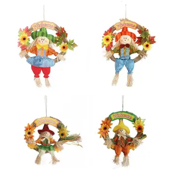 

Scarecrow Wreath for Happy Halloween Decorations Thanksgiving Decor for Home