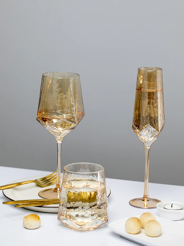 Luxury Golden Amber Wine Glasses Lead-free Crystal Goblet Champagne Water  Cup Nordic Bar Drinking Wedding Home Drinkware - Glass - AliExpress