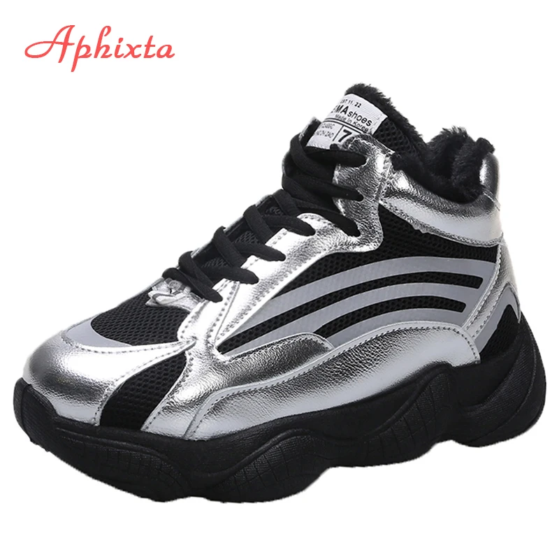 

Aphixta Discolored Warm Plush Winter Sneakers Women Shoes Bling Basket Femme Platform Chunky Sneakers Tenis Feminino Shoes