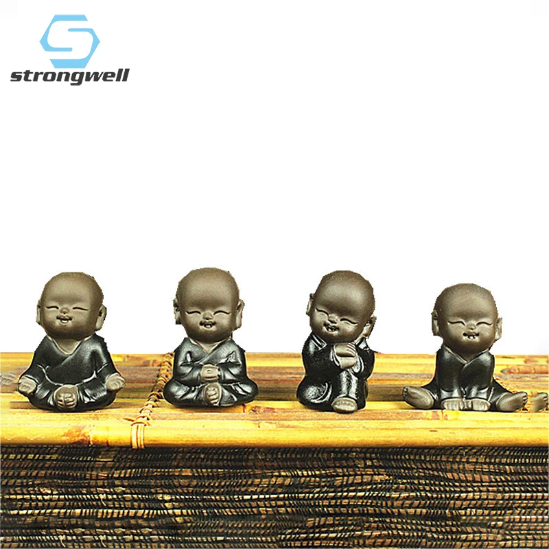 

Strongwell Chinese Small Monk Figurine Zen Teapot Purple Clay Ceramics Crafts Buddha Statue Decorative Ceramic Ornaments