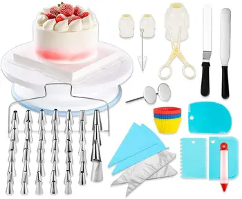 

106 PCS Cake Decorating Kits Supplies with Cake Turntable 52 Numbered Cake Icing Piping Cake Scrapers Frosting Pastry Bags