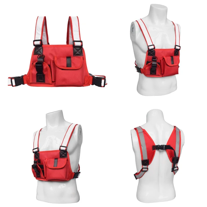 

TACTICAL VEST CHEST BAG RIG BAG TWO WAY RADIO POCKET PACK HOLSTER REFLECTIVE STRAP RADIO HARNESS CHEST FRONT PACK POUCH CHEST