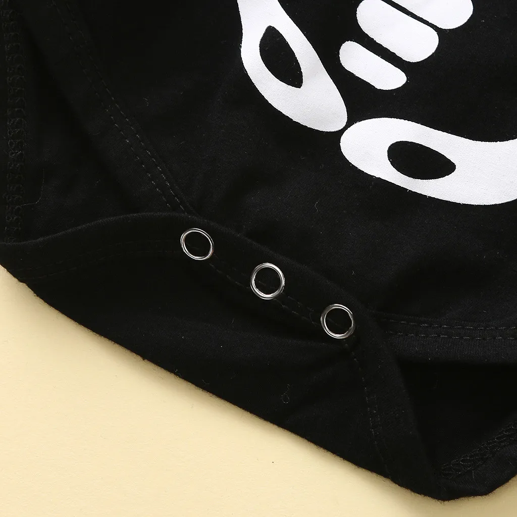 Newborn Baby Boys Girls Clothes Halloween Cosplay Costume Romper+Hat Long Sleeves Black Cartoon Skull Jumpsuit 3-18M