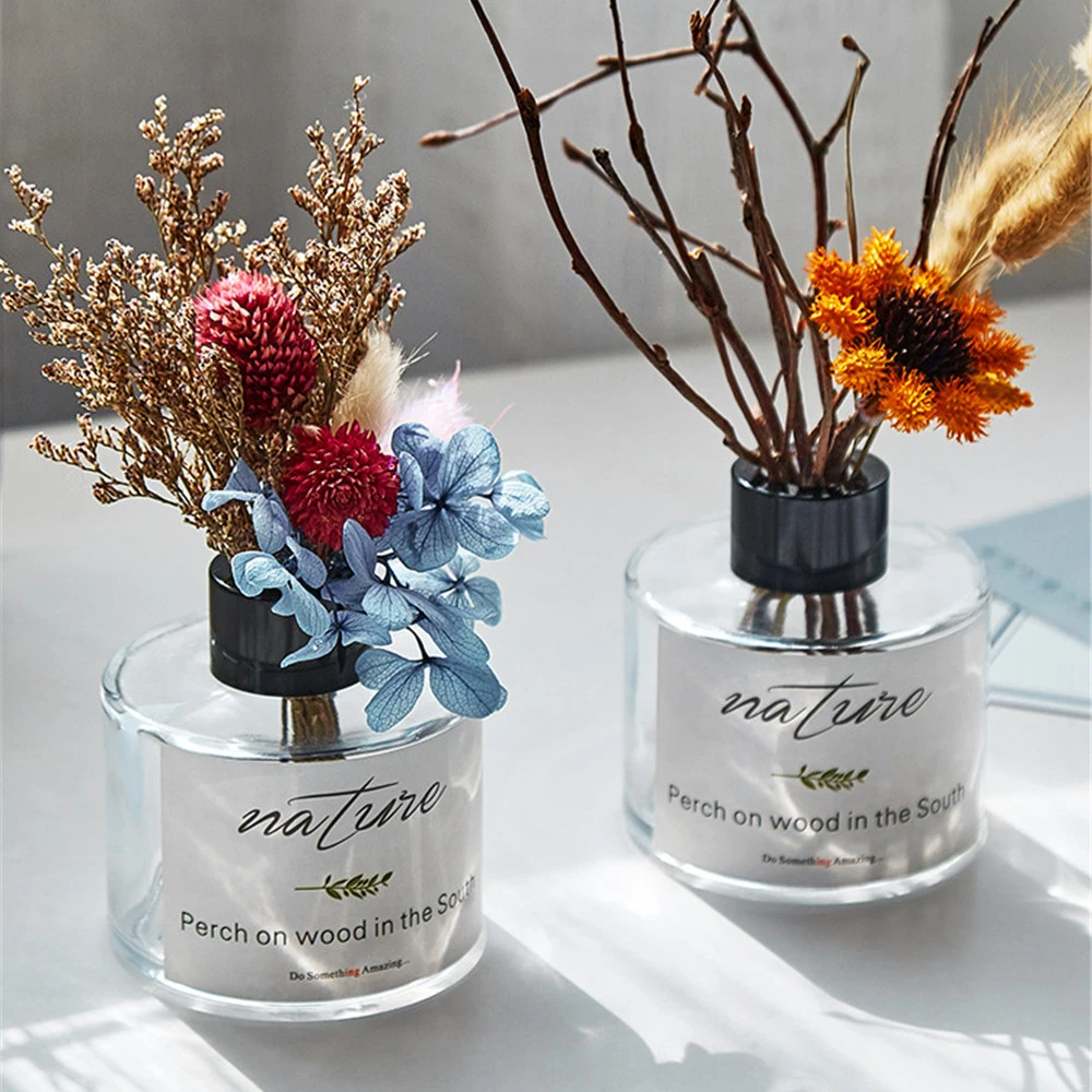 

Scandinavian Glass Vase Vogue Dry Flower Bottle Ins Floral Storage Transparent Table Vase Nordic Home Desktop Ornaments