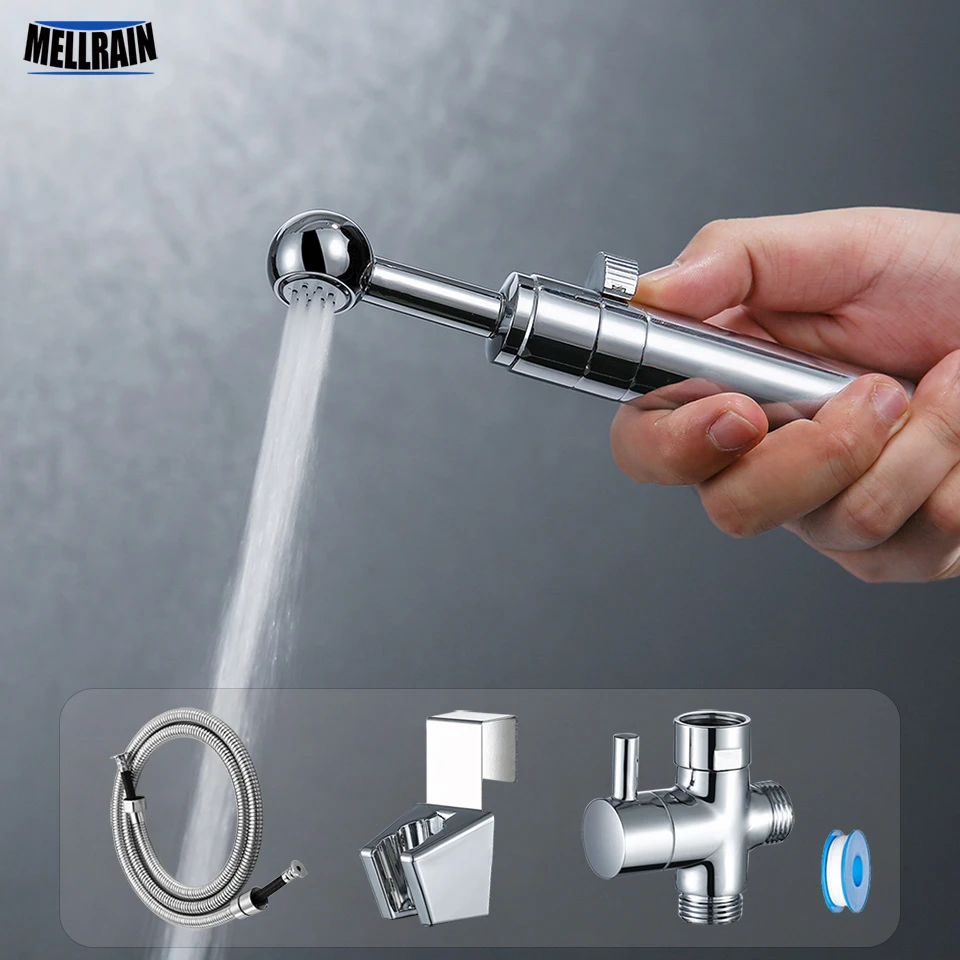 Flow Adjustable Handheld Toilet Bidet Sprayer Kit. Chrome Plated