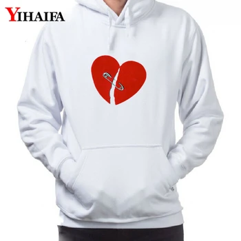 

YIHAIFA Newest Mens Hoodies Sweatshirts Love Heart Graphics Pullover Coat Tops Long Sleeve Streetwear