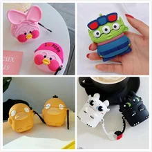 3D чехол для наушников для Airpods, чехол, милый силиконовый чехол с изображением собаки утки из мультфильма для Apple Air pods 2, наушники/Earpods, чехол, брелок, кольцо