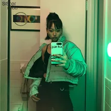 Sisterlinda модные Светоотражающие короткие теплые куртки женская короткая куртка топ новая осенне-зимняя Дамская Парка женская куртка