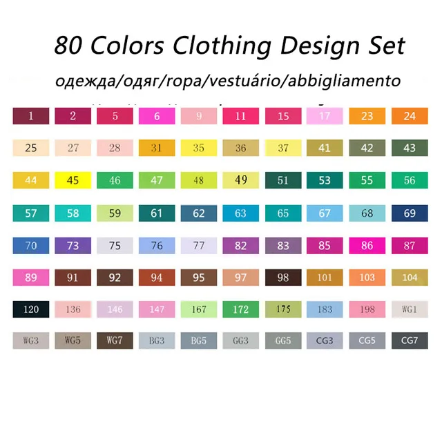 80 clothing set TouchFIVE маркер для рисования набор ручек 20 Вт, 30 Вт, 40/60/80/168 Цвета маркер для рисования на спиртовой основе манга двойная головка для рисования для художественная кисть ручки - Цвет: 80 clothing set