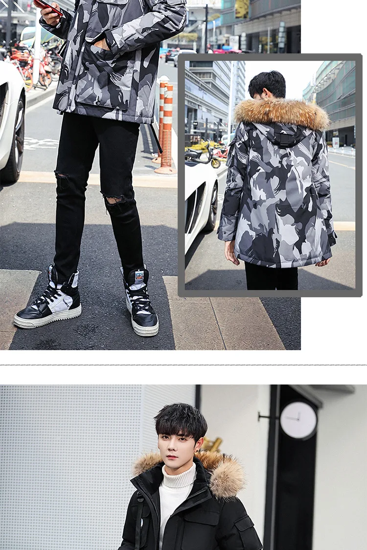 Camouflage Winter Duck Down Parkas Men Casual Outwear Down Jackets Male Thick Down Coat Fashion Snow Puffer Jacket JK-9588
