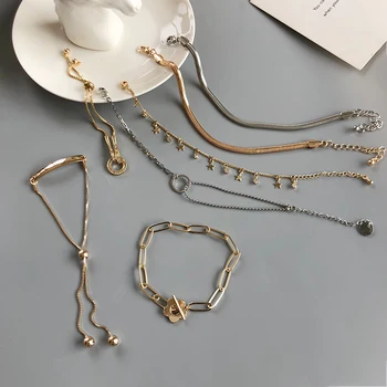 

17 Styles Chain Bracelets For Women Fashion Jewelry Simply Design Round Star Bead Circle Crystal Charm Bracelet Dropshipping