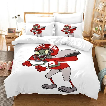 

3D Plant Zombies Print Bedding Set Duvet Covers Pillowcases One Piece Comforter Bedding Sets Bedclothes Bed Linen 02