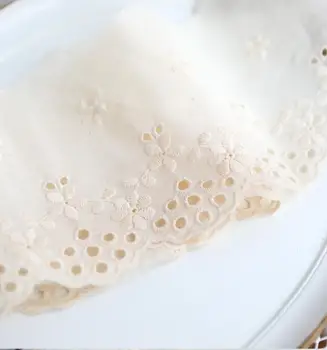 

2 Meters Delicate Beige Lace Fabric Skirt Cotton Cloth Embroidery Fabric 12cm DIY Cotton Labric Clothing Accessories