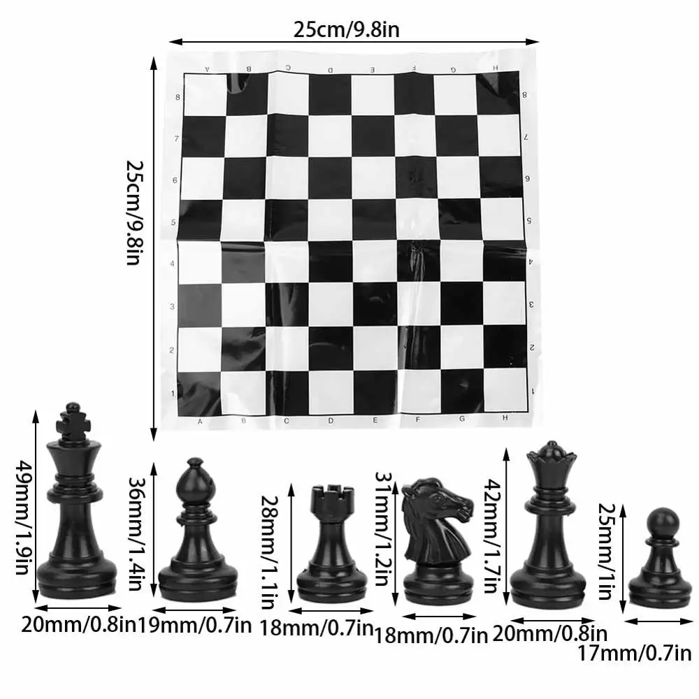 49mm Chess Set Board Games Portable Plastic International Chess Board Set Chessboard for Party Activities chess pieces