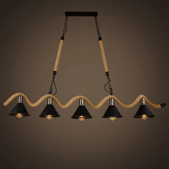 

American Loft Creative Vintage iron Rope Pendant Lights Industrial Edison Bulb light For bar Living Room decoration lamp