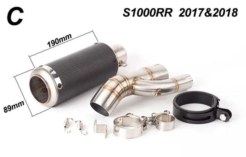 51 мм Универсальный Akrapovic Мотоцикл выхлопная труба жареная уличная спортивная лет S1000R средняя секция S1000RR выхлопная труба - Цвет: C