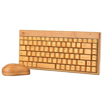 

1 Set of Keyboard and Mouse Durable Eco-friendly Wireless 88-key Bamboo Keyboard and Mouse Kit Set for Office