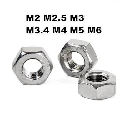 AXK 50pcss M2 M2.5 M3 M3.4 M4 M5 M6 Galvanized Hex Nut Hexagon Nuts Suit For Screws Bolts