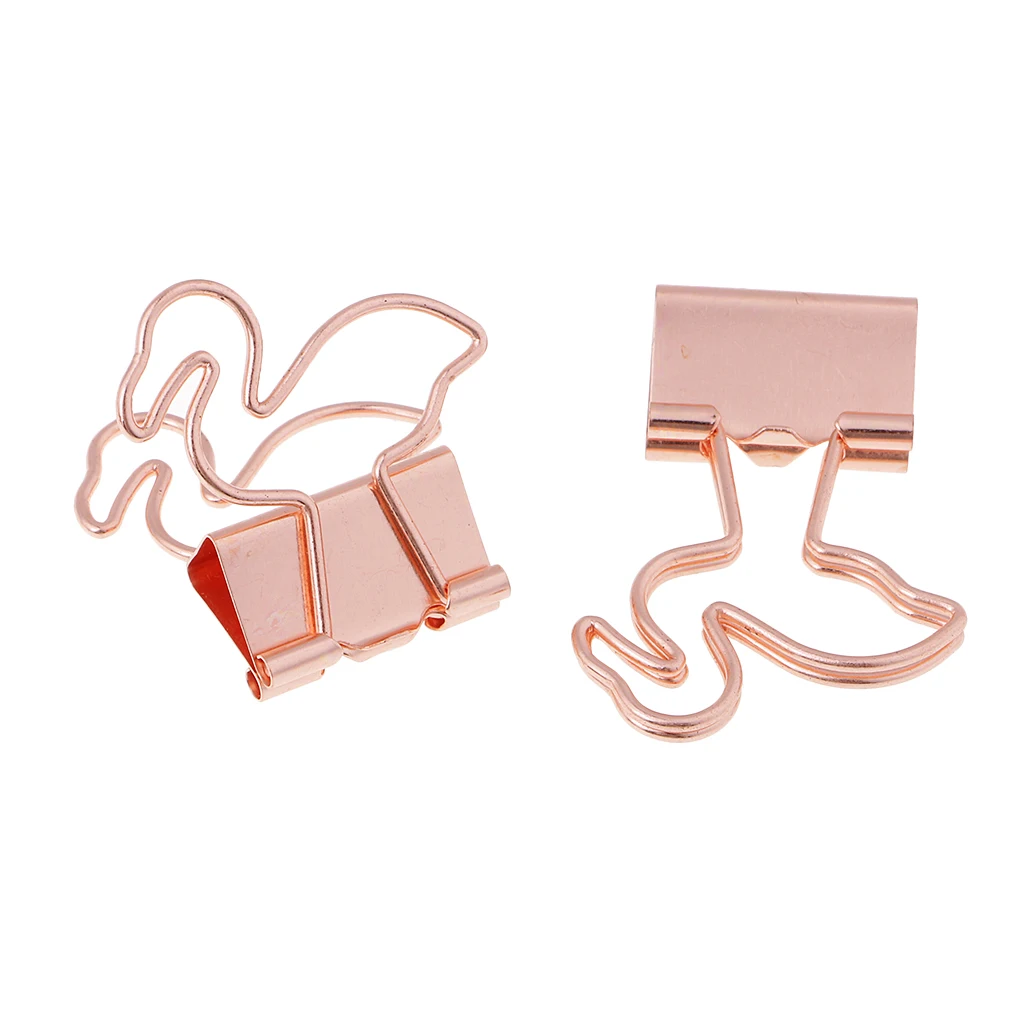 10Pcs Paper Clips Clamp Organizer Binder Clips Flamingo Animal Shape Bookmark Foldback Stationary Clips School Office Supplies