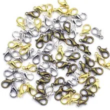 

100Pcs Lobster Clasps Clips Hook Copper Silver Gold Bronze Color Classic For Charm Necklaces Bracelet Jewelry DIY Findings 12mm