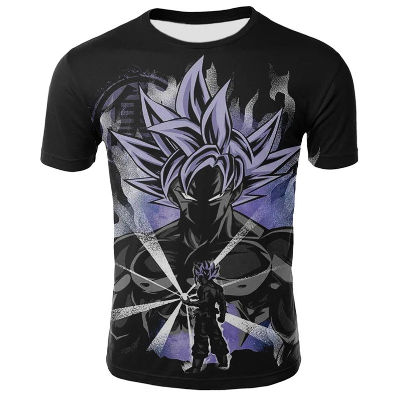 Футболка с 3D аниме Dragon Ball Z Super Instinct Goku Saiyan God Black Vegeta Fight Man летняя футболка