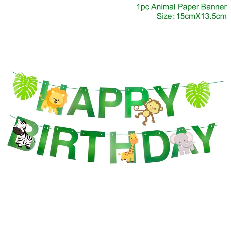 Birthday banner PATIMATE DIY Маски в виде животных для детской вечеринки на день рождения, декоративные Вечерние Маски в стиле сафари, джунгли, украшения в виде животных для вечеринки на день рождения, принадлежности для детского душа - Цвет: Birthday banner