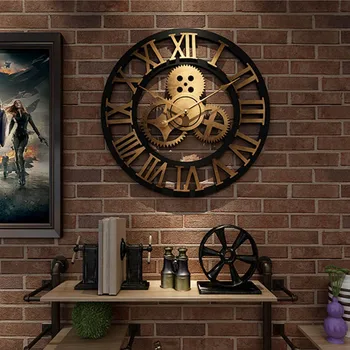 

Creative Silent Wall Clock 3D Retro Rustic DIY Decorative Luxury Wooden Handmade Oversized Wall Clock For Home Bar Cafe Decor