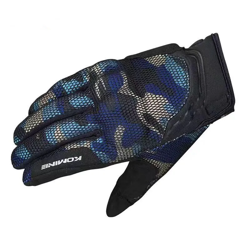 Мотоциклетные перчатки для GK-194 Komine, защитные 3D сетчатые дышащие сухие 3D рыцарские перчатки, гоночные перчатки для верховой езды, 5 цветов - Цвет: Camouflage blue