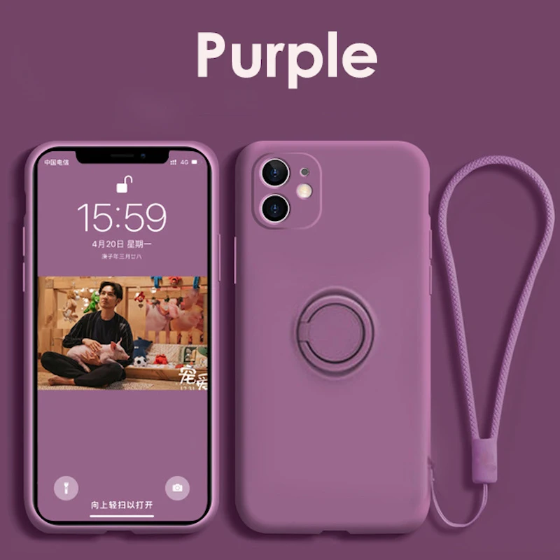 Universal Soft Silicone Ring Holder Phone Case - Premium Liquid Gel Cover