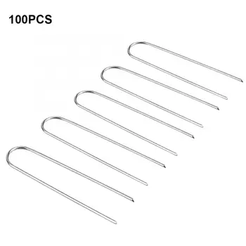 

100pcs/ Set Sturdy Durable Ground Garden U-shaped Pin Peg Staple Ground Pin