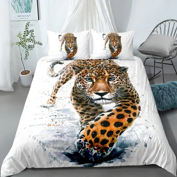

yi chu xin 3D leopard cartoon Bedding Set Animal pattern Duvet Cover luxury 3pcs comforter bedding sets king A1010