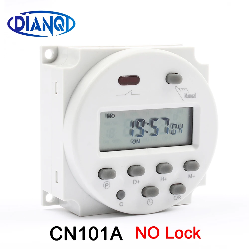 No lock CN101A AC Round Digital LCD Power Timer Weekly Programmable